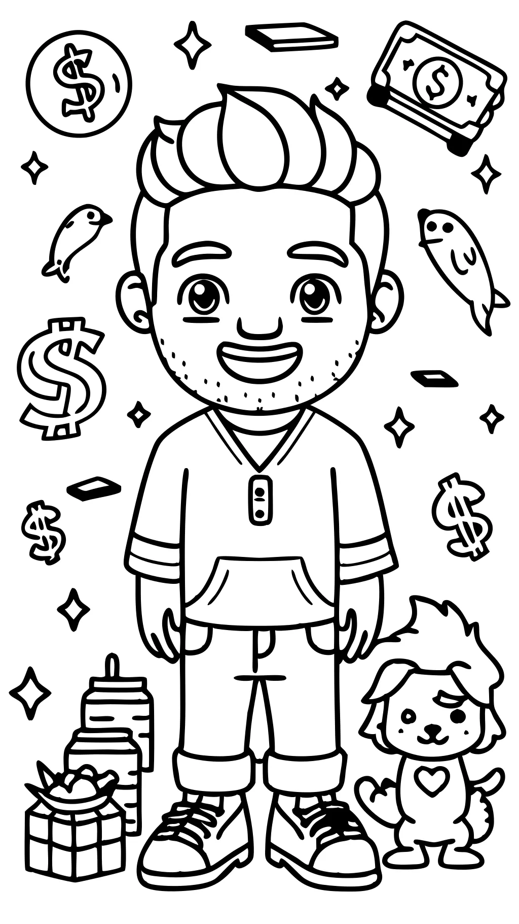 mr beast coloring page